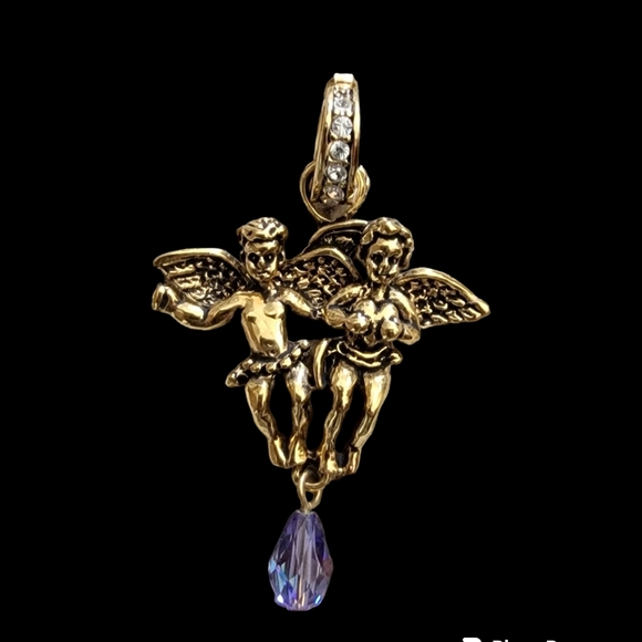 Vintage Kirk's Folly Cherub Pendant with Box Clasp Bale - Picture 2 of 5